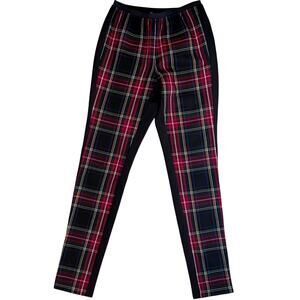 Philosophy Tartan Plaid Trousers Pull-On Leggings Pants Size XS Red